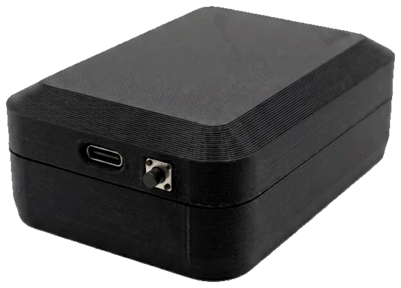 Svitgrid Gateway — compact black edge device with USB-C port and reset button