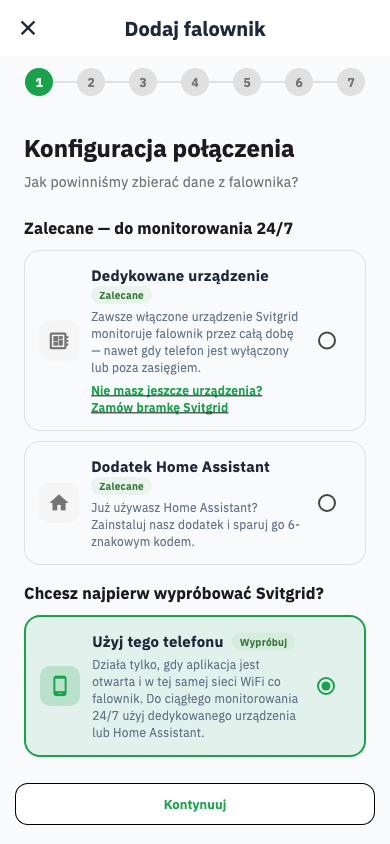 Wybór zbieracza danych