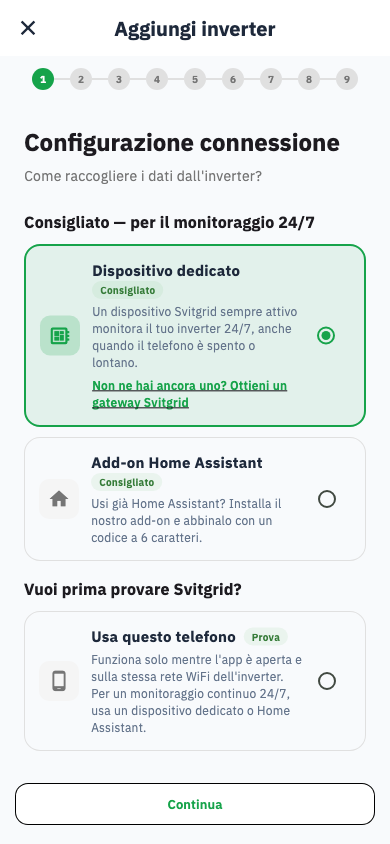 Scelta del raccoglitore dati