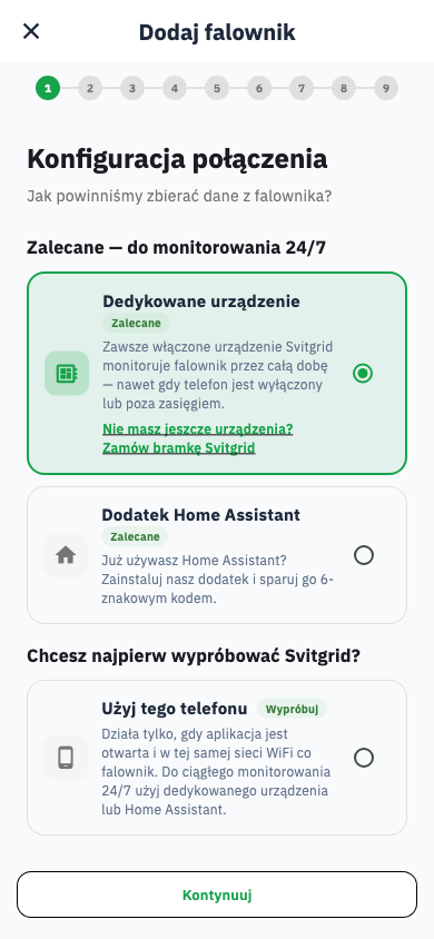 Wybór zbieracza danych