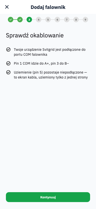Lista kontrolna podłączenia