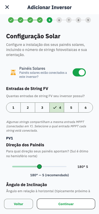 Configuração solar