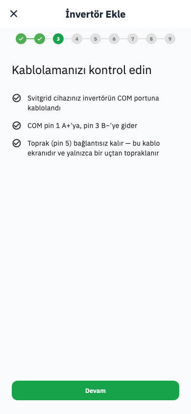 Kablolama kontrol listesi