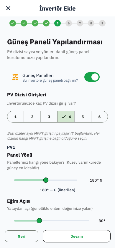 Güneş yapılandırması