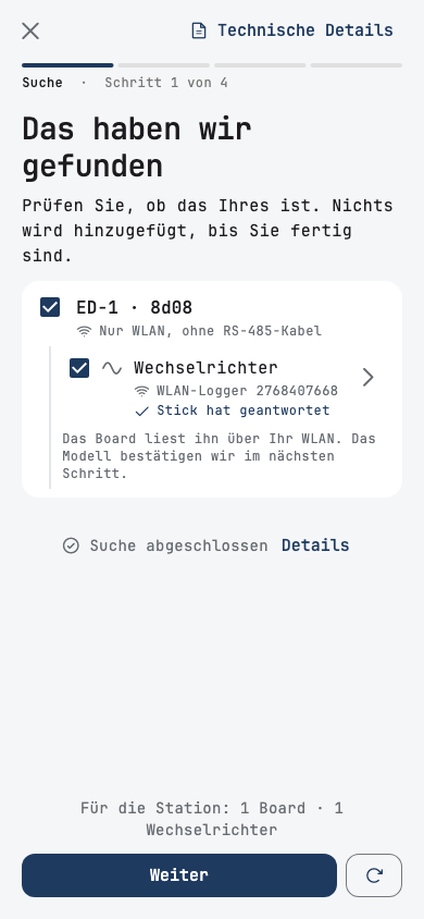 Suche: ein ED-1 und der WLAN-Logger des Wechselrichters