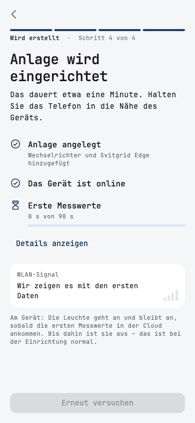 Deine Anlage wird eingerichtet