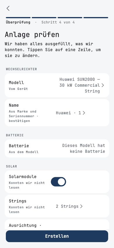 Anlage prüfen: ein ED-1.1 mit einem Huawei