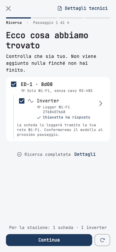 Ricerca: un ED-1 e il logger Wi-Fi dell'inverter