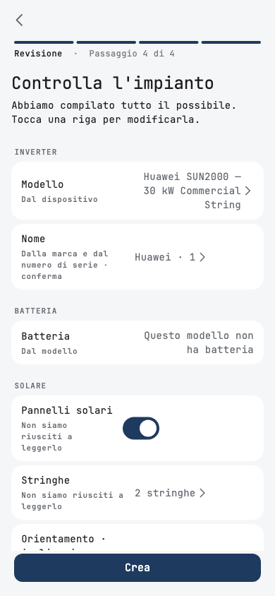 Controlla l'impianto: un ED-1.1 con un Huawei