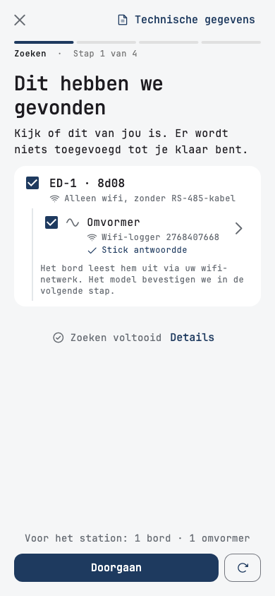 Zoeken: een ED-1 en de wifi-logger van de omvormer