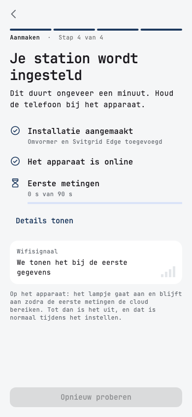 Je installatie wordt ingesteld