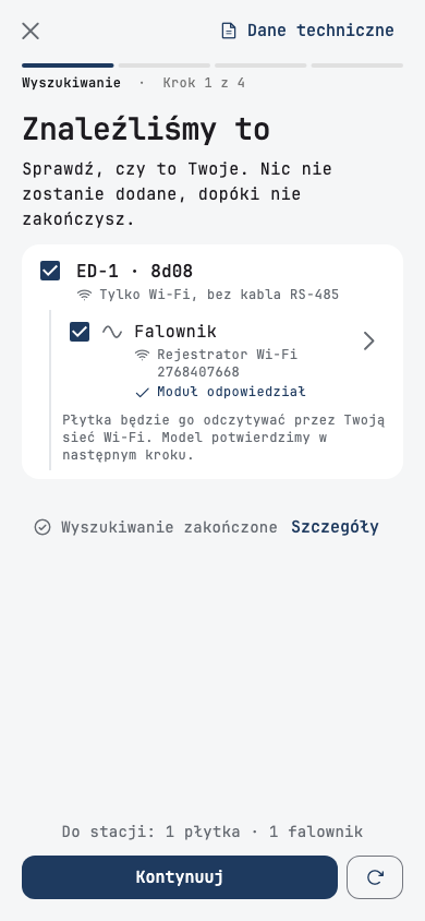Wyszukiwanie: ED-1 i logger Wi-Fi falownika