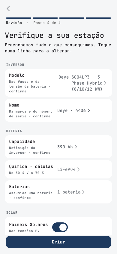 Conferir a estação: um ED-1 com um Deye