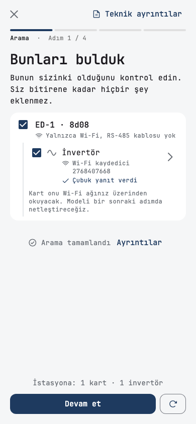 Bulma: bir ED-1 ve inverter'ın Wi-Fi kaydedicisi