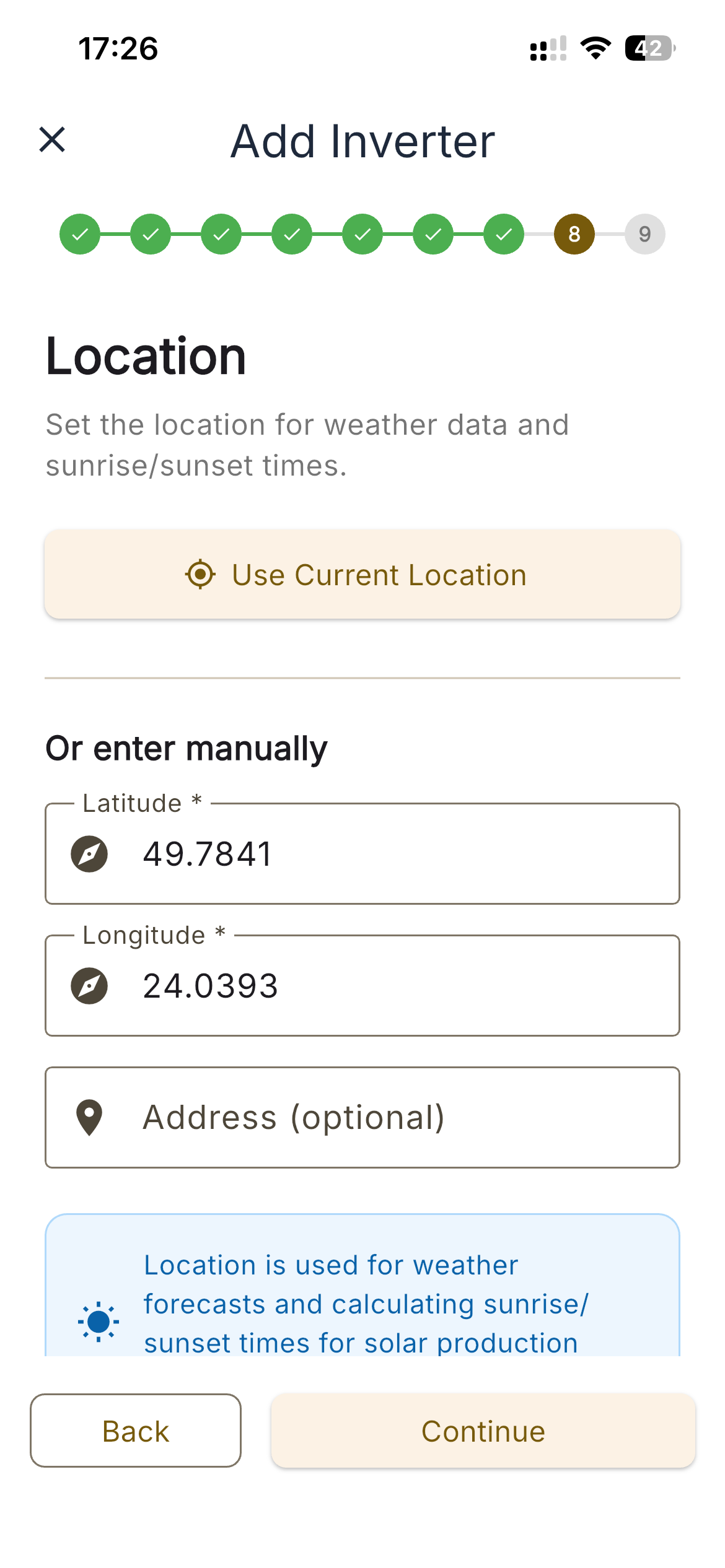 Location configuration