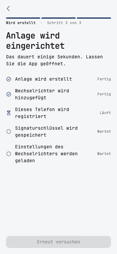 Anlage wird eingerichtet