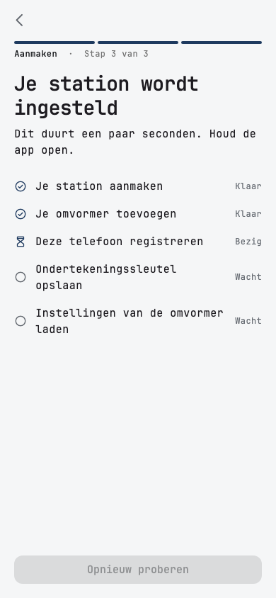 Je station wordt ingesteld