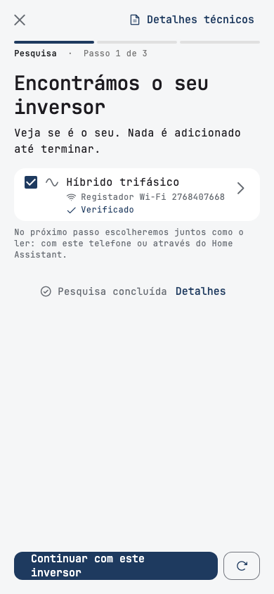 Pesquisa: a app mostra o inversor que encontrou