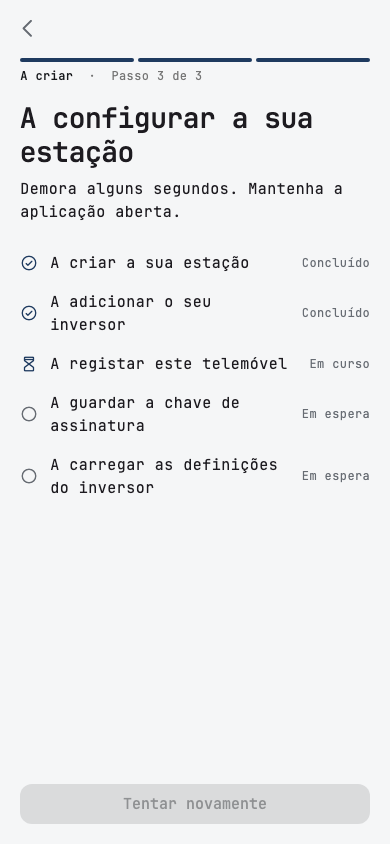 A configurar a sua estação